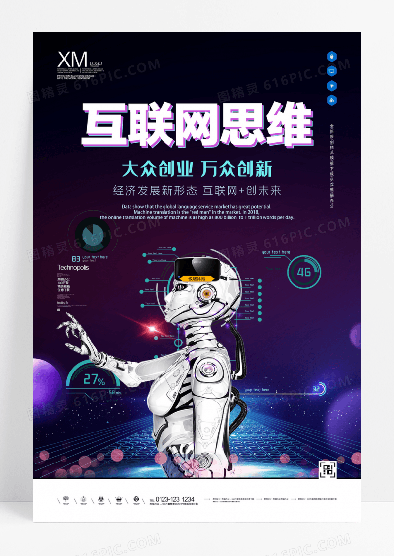 创意互联网思维互联网科技海报