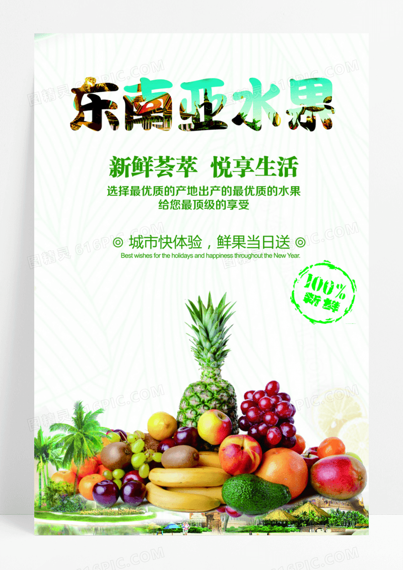 简约东南亚水果海报