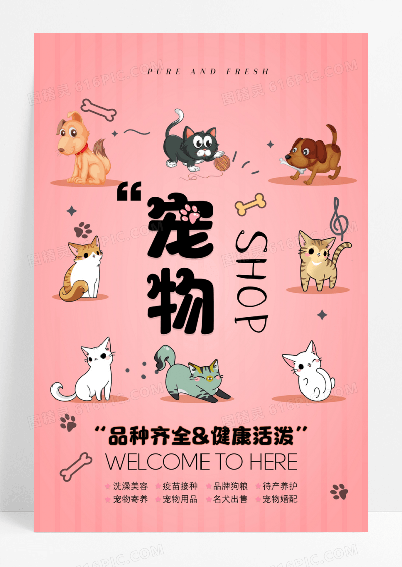 插画风宠物宣传海报