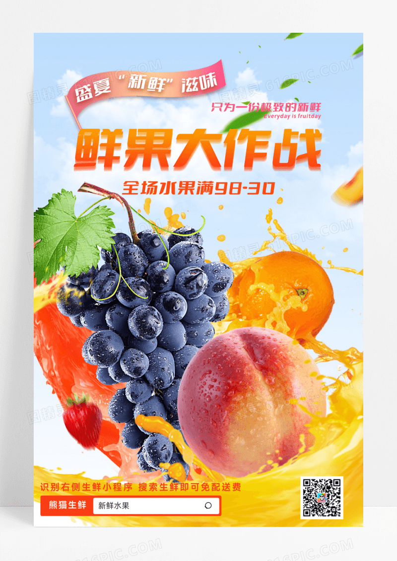 商超水果促销海报