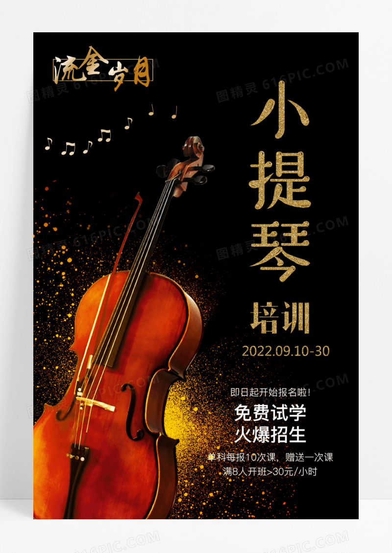 黑色小提琴培训音乐培训宣传海报
