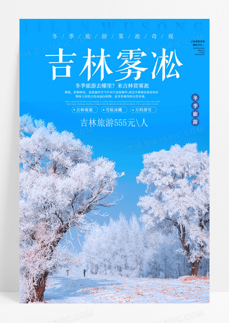简约冬季吉林雾凇旅游海报