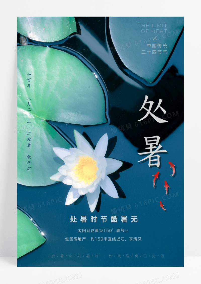 唯美插画处暑二十四节气海报