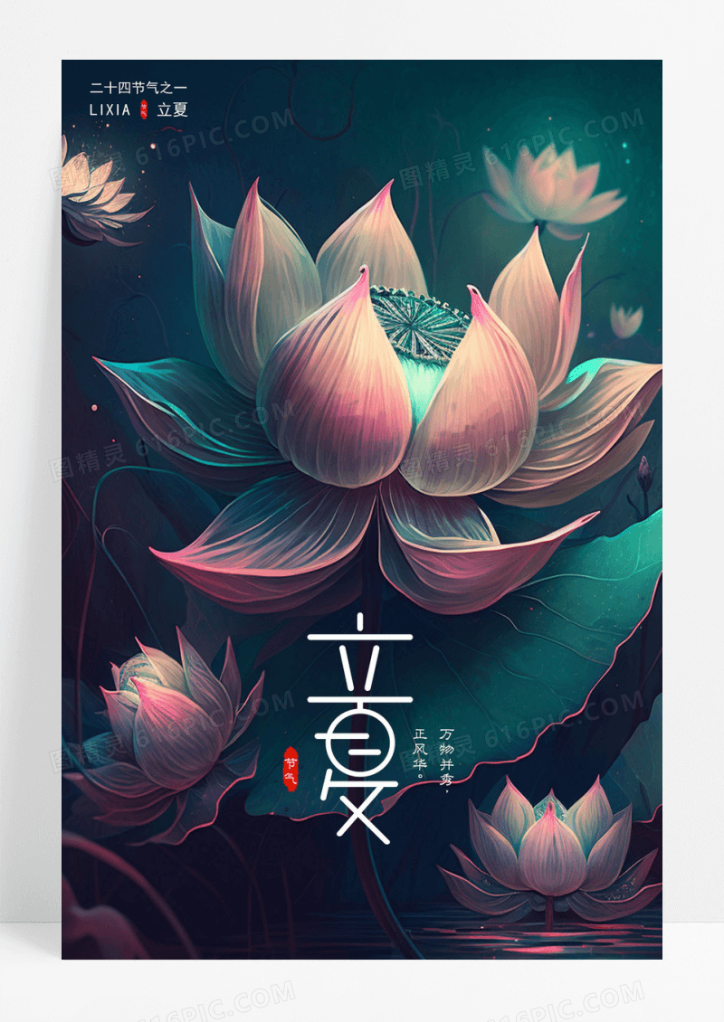 梦幻插画立夏节气海报