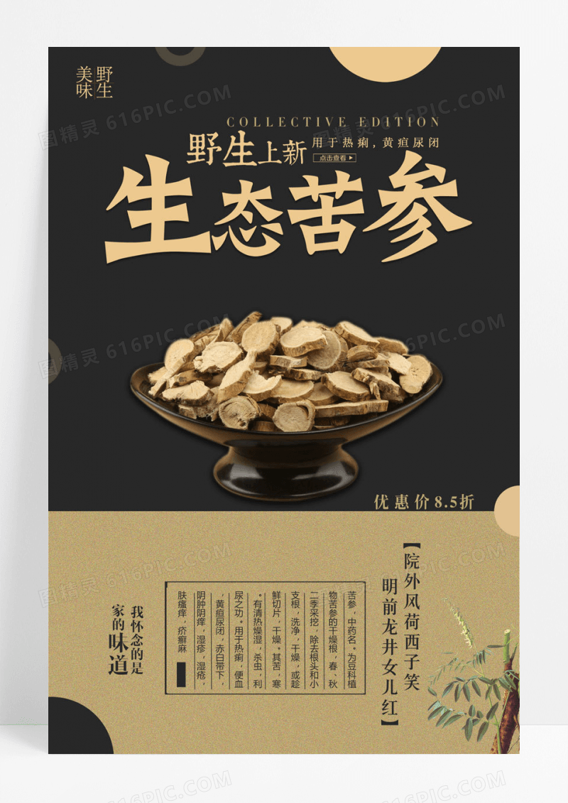 简约苦参养生中国宣传海报设计