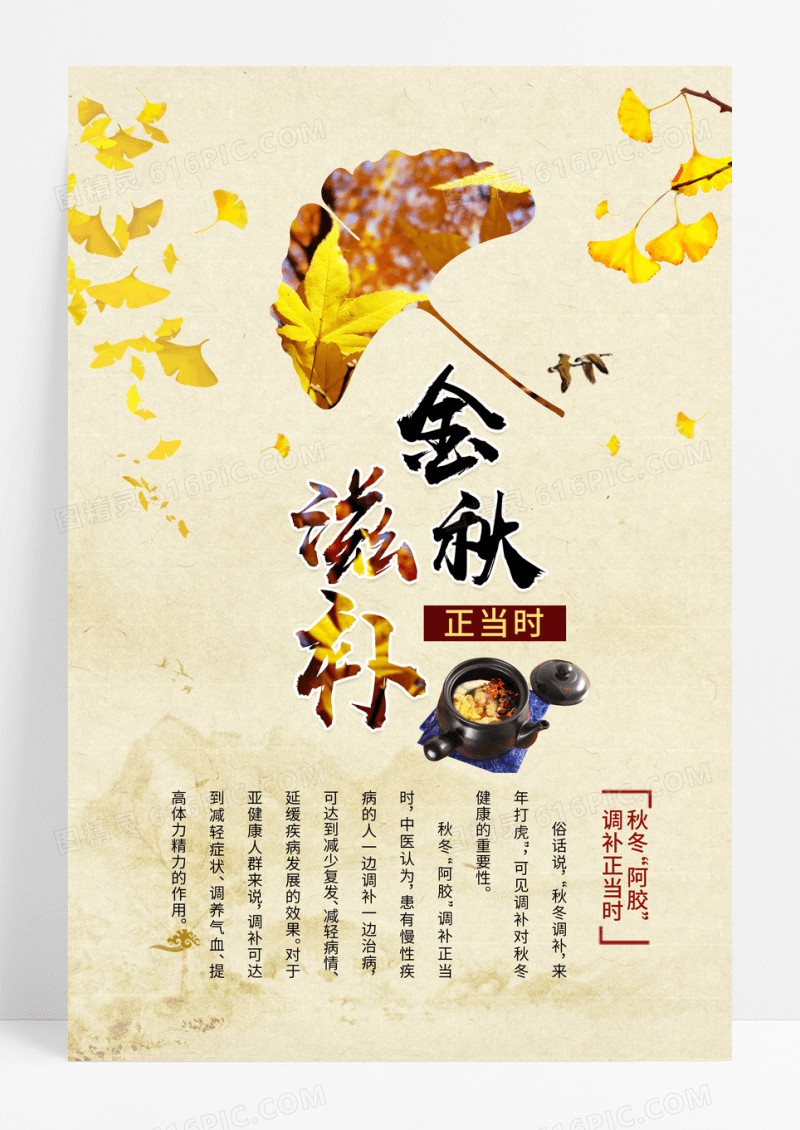 黄金秋季滋补养生海报设计