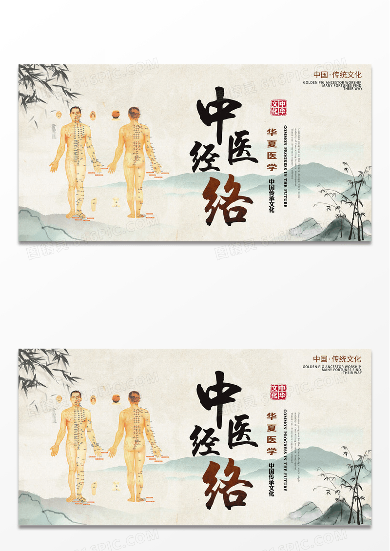华夏中医中医经络中医养生宣传展板