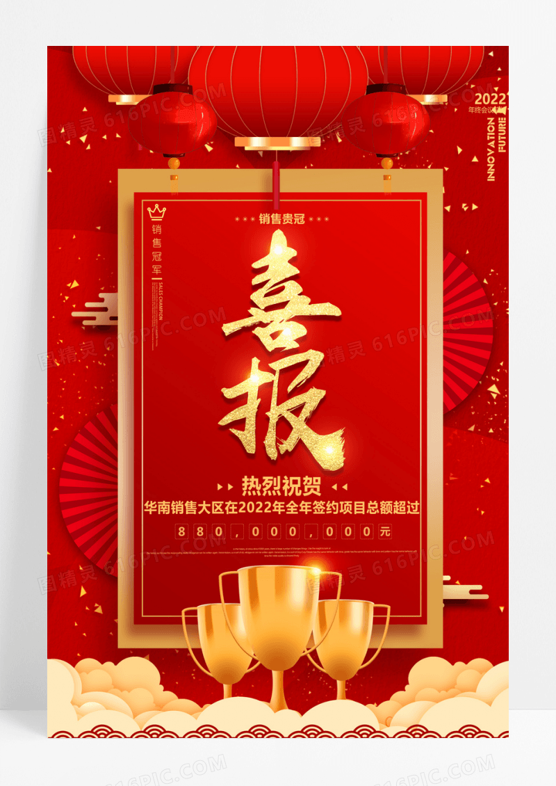 红金简约喜报海报
