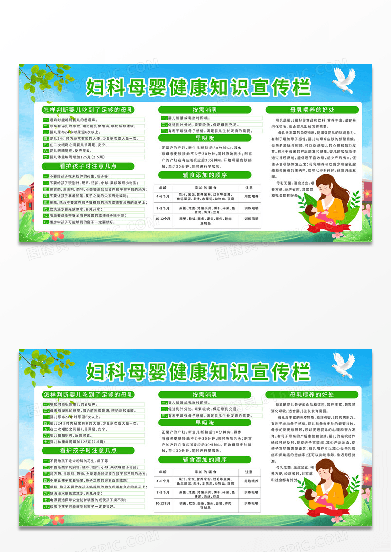 绿色简约时尚妇科母婴健康知识宣传栏展板