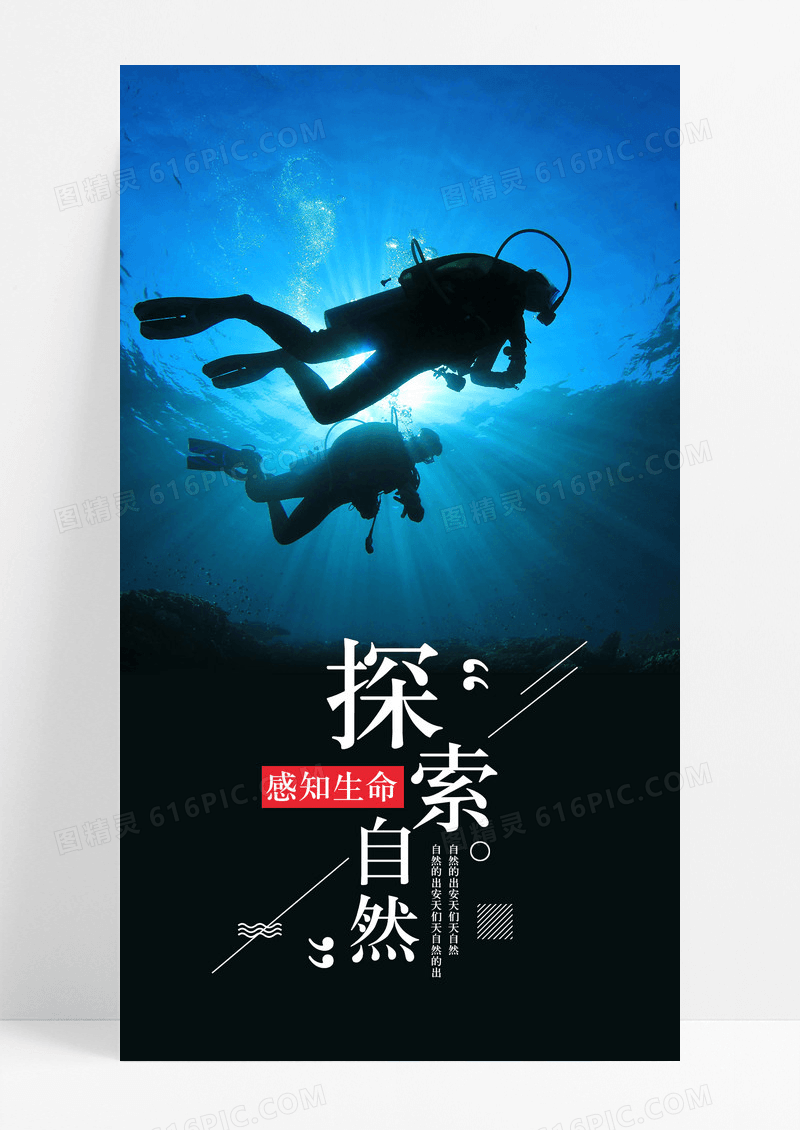 探索自然潜水手机海报配图图片