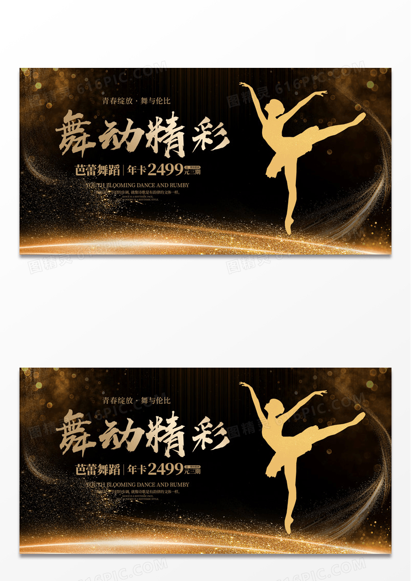黑金简约风格芭蕾舞蹈培训宣传展板设计