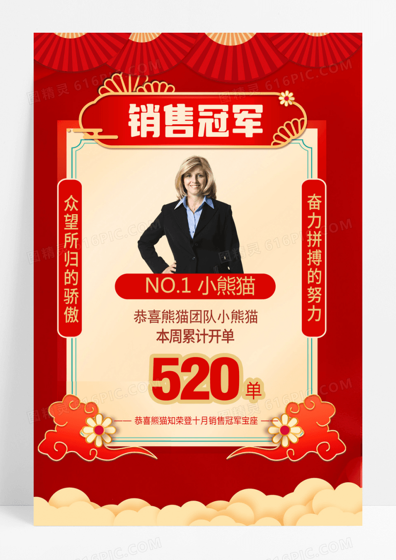 简约销售冠军销冠销售冠军红色海报