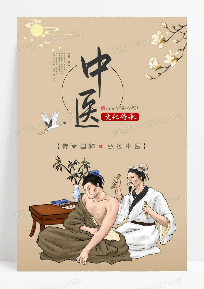  黄色古风中医文化传承展架展板中医海报中医宣传