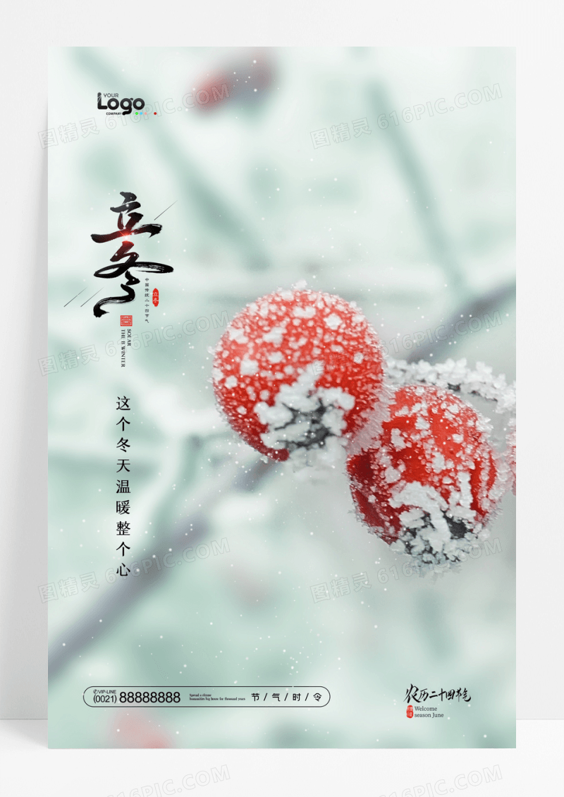 唯美摄影图立冬节气宣传海报