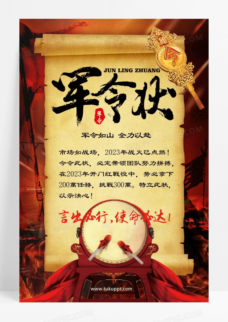 做旧仿古销售军令状海报