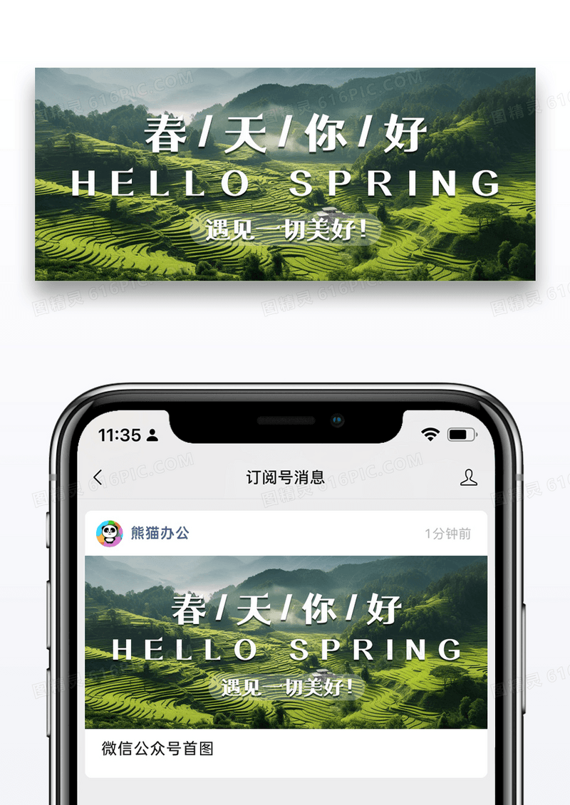 简约春天你好微信公众号封面图片