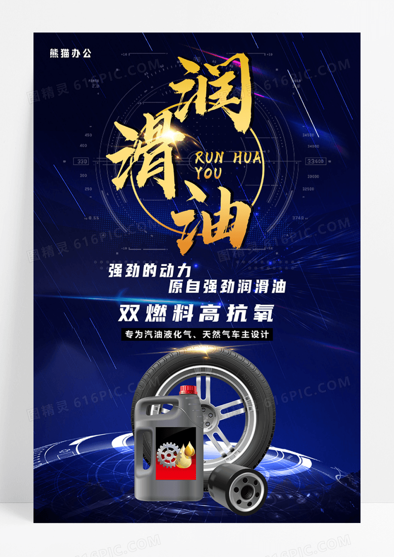 简约润滑油宣传促销海报