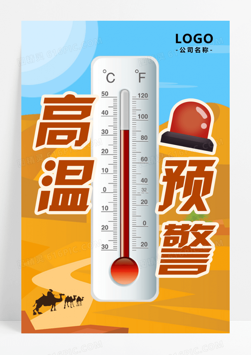 夏季高温预警海报