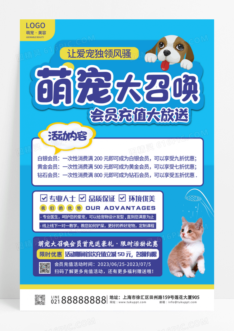喵星人生活馆宠物店宣传海报会员充值促销海报海报设计
