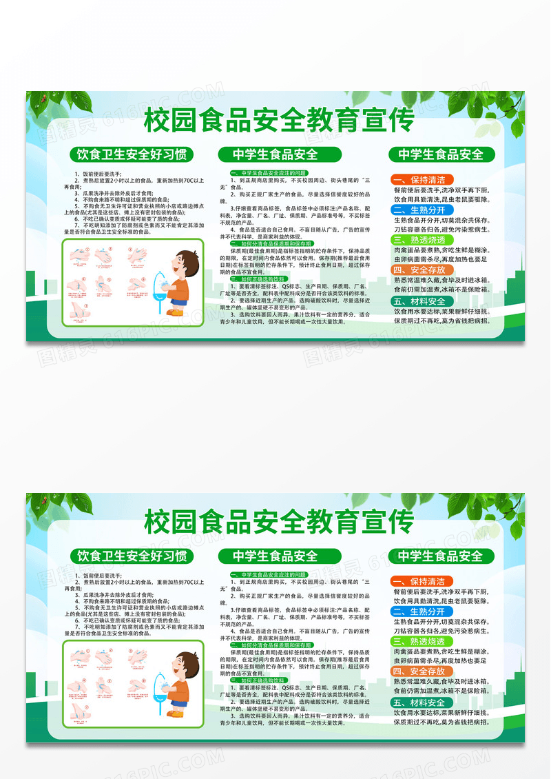 简约绿色校园食品安全教育宣传栏校园食品安全宣传栏