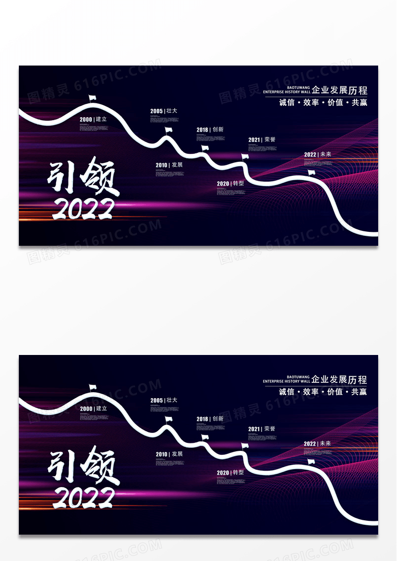 紫色科技风企业发展历程展板二件套