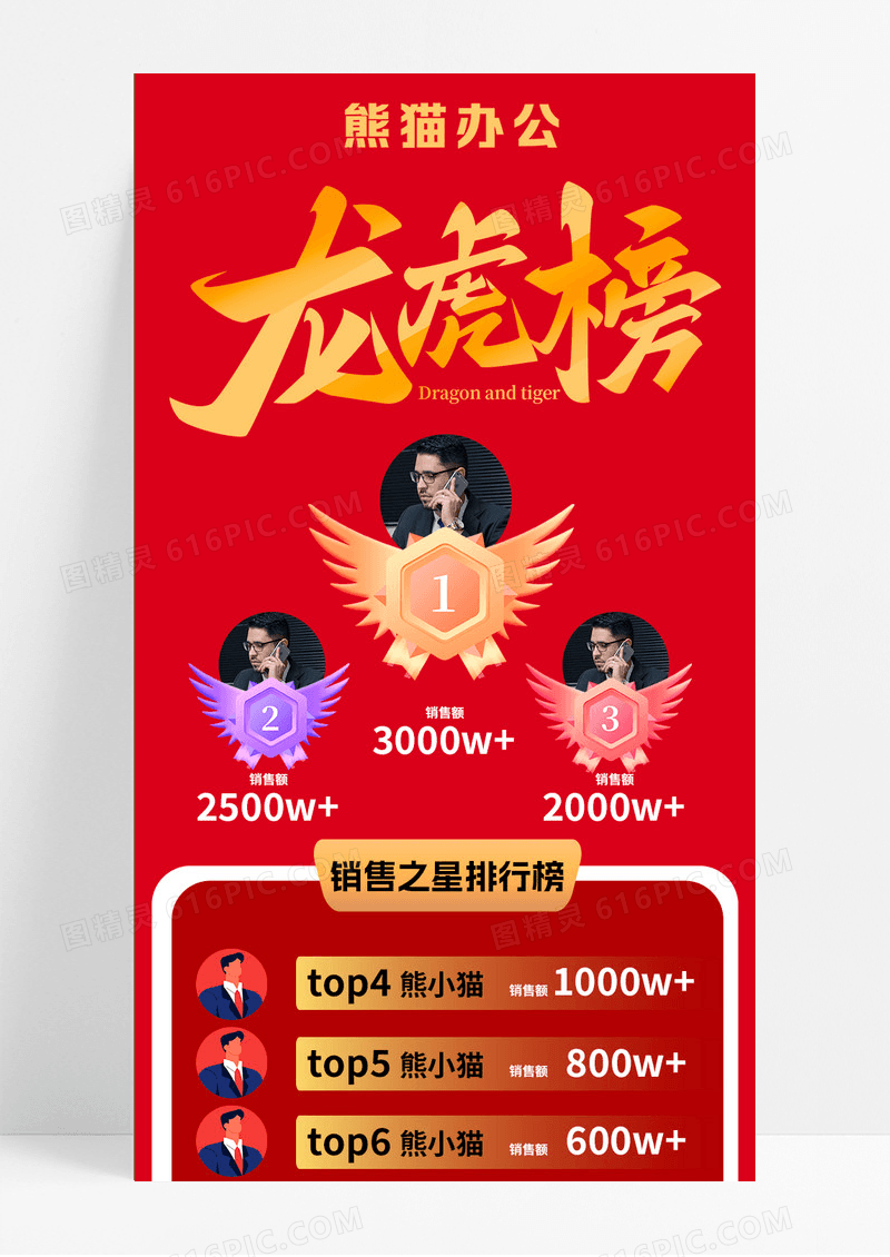红色简约销售龙虎榜龙虎榜长图手机长图