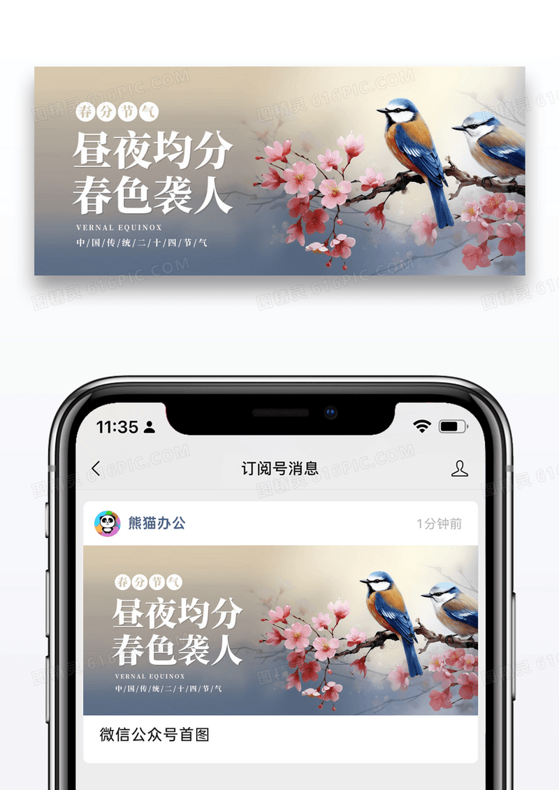 简约春分节气公众首页封面图片