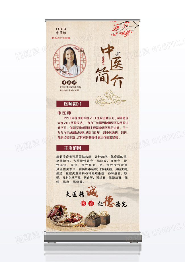 中医简介 人物简介展架设计
