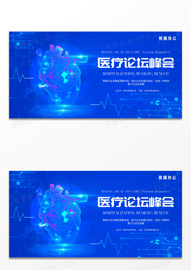 蓝色大气简洁医疗峰会展板
