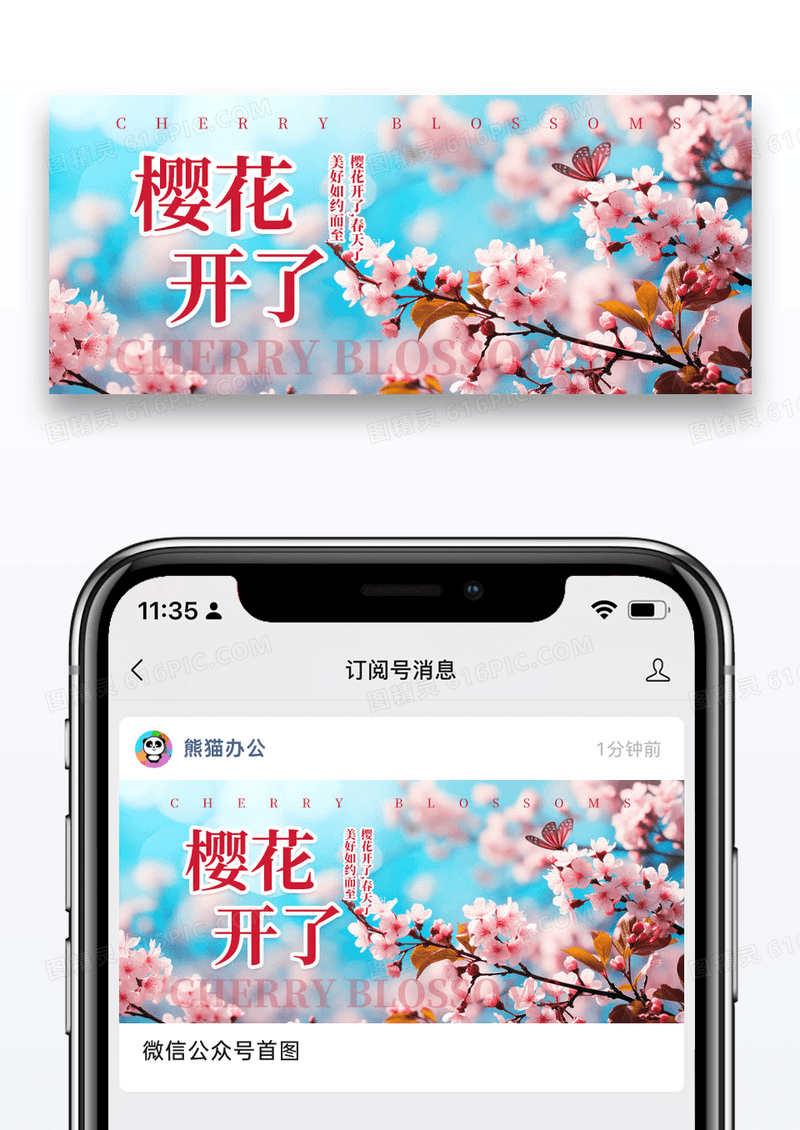 简约樱花开了公众号封面配图图片