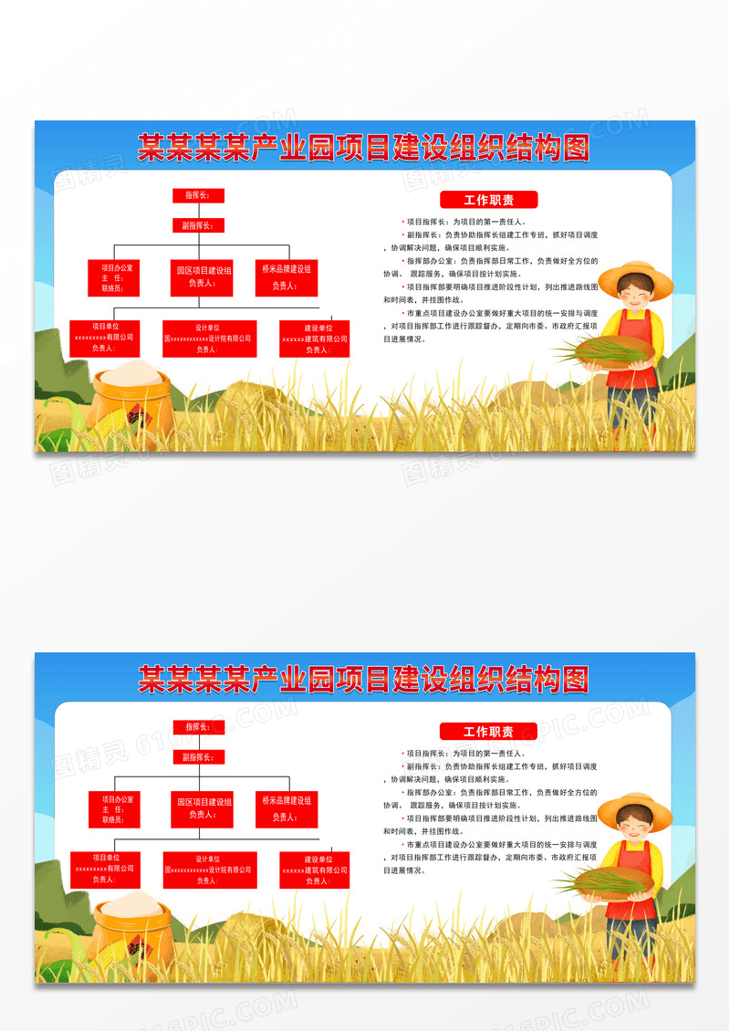 简约时尚产业园项目建设组织结构图宣传展板