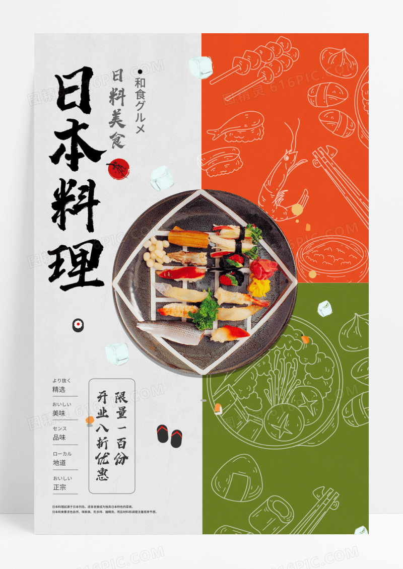 创意日式日本料理寿司美食海报