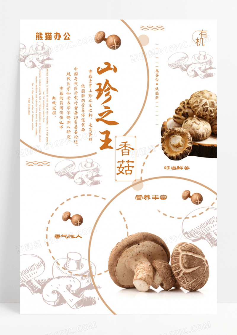手绘美食系列香菇海报