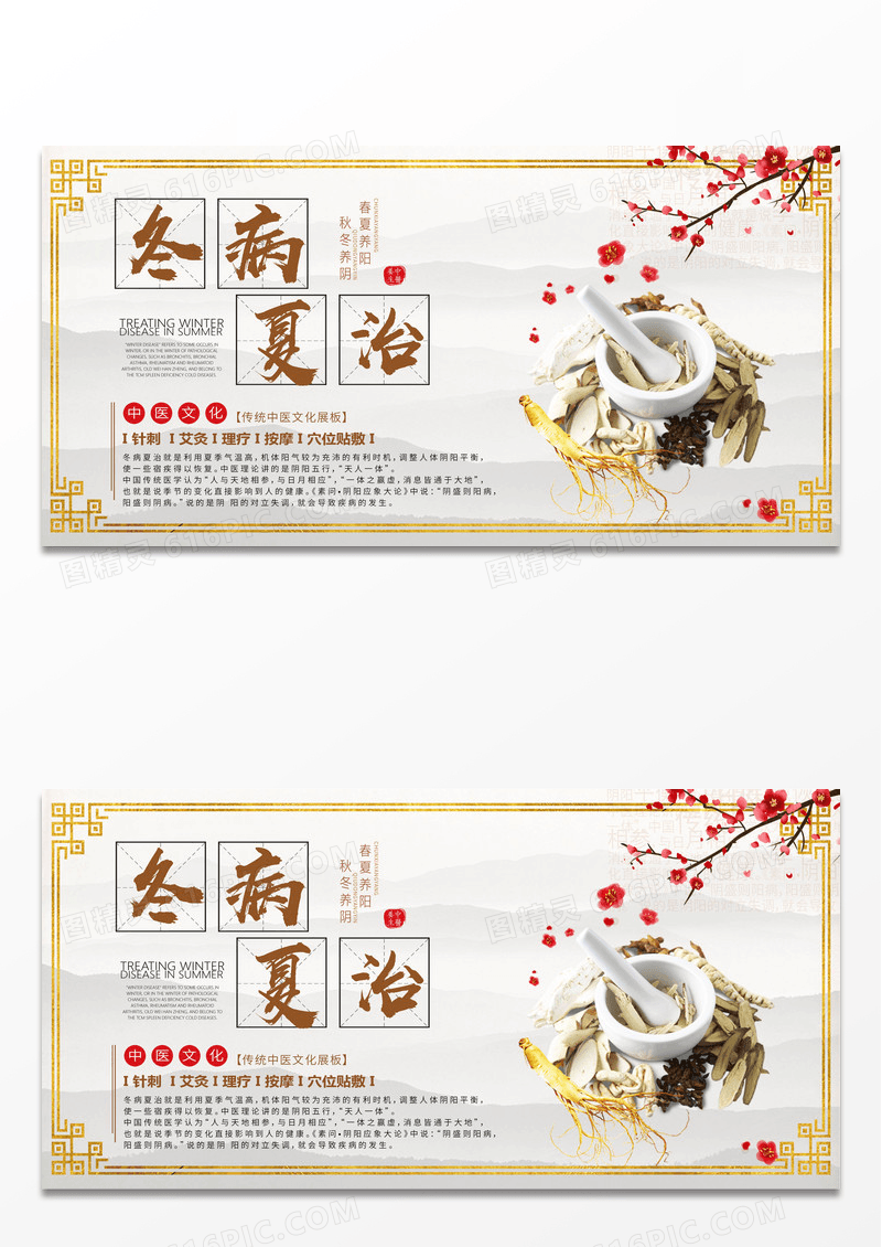 冬病夏治中医文化宣传展板设计