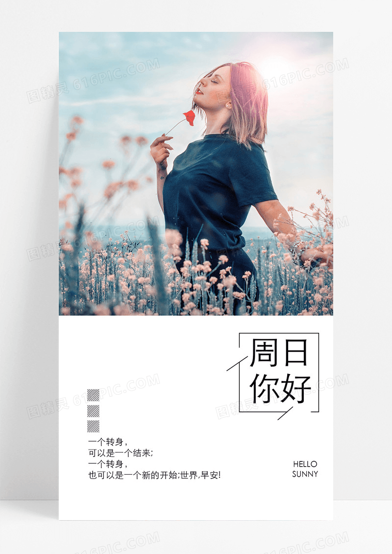 周日你好阳光手机海报配图图片