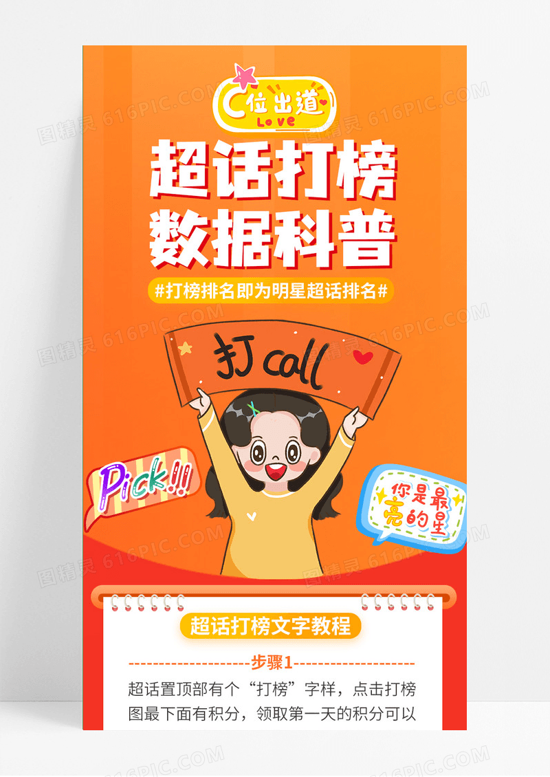 追星超话打榜数据科普流程手机长图模板流程长图