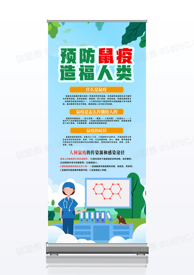 卡通预防鼠疫造福人类健康教育展架