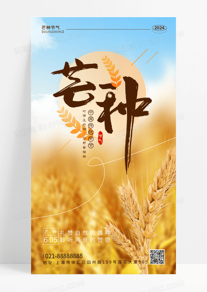 芒种实拍风芒种节气手机海报