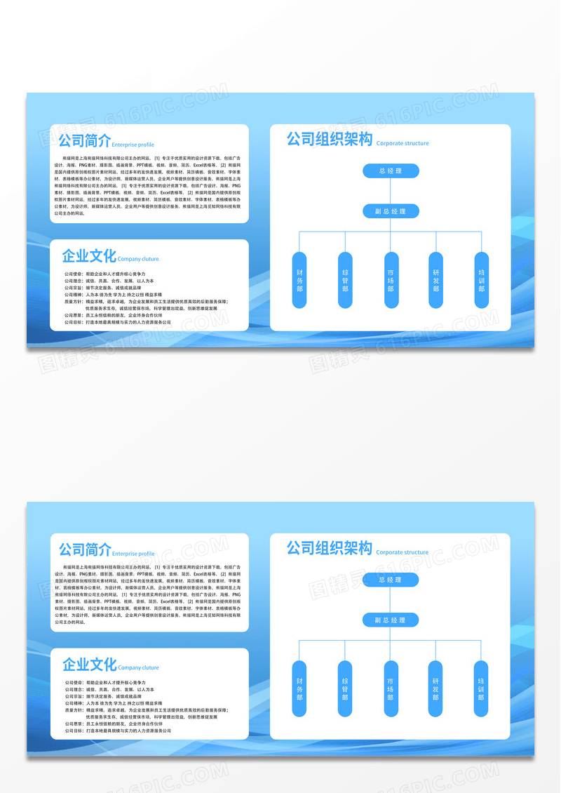 蓝色企业科技公司企业组织架构宣传展板