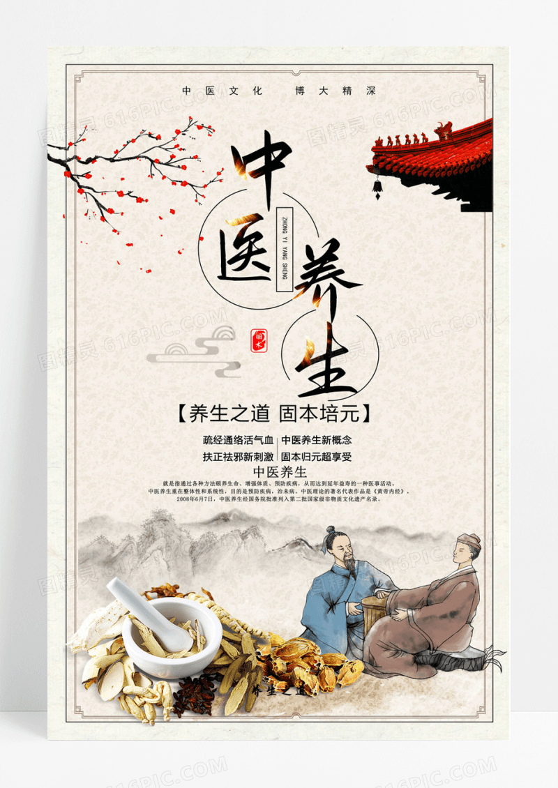  中国风中医养生文化海报