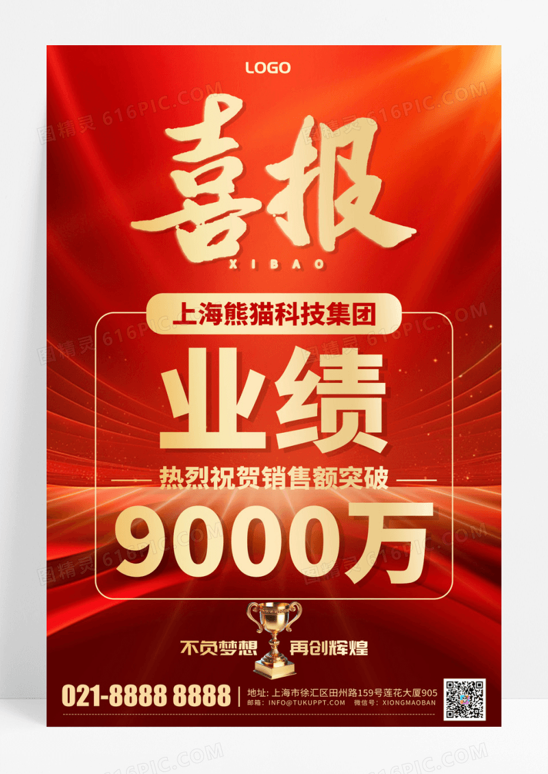 战报贺报红金销售喜报海报设计