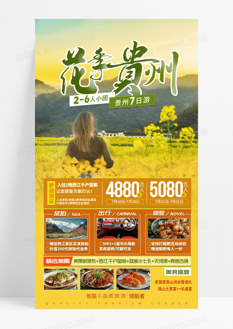 活动促销油菜花贵州旅游旅游团手机宣传海报