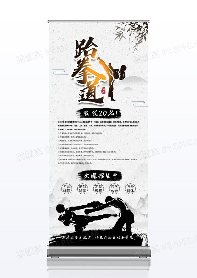 中国风简约跆拳道馆宣传展架X展架