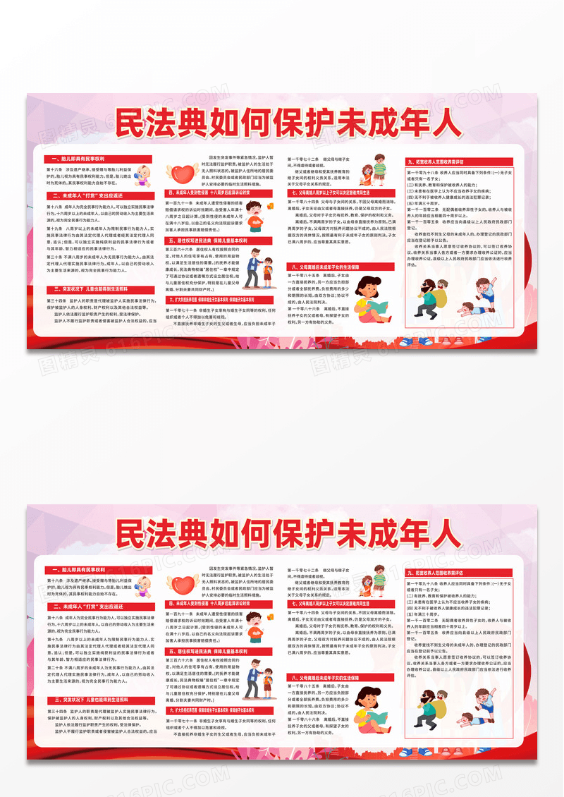 简约大气党建党政党课民法典如何保护未成年宣传展板民法典宣传栏设计
