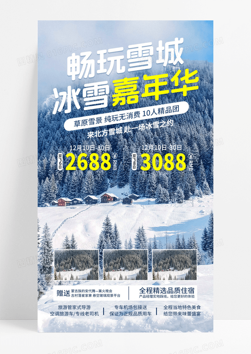 实拍摄影图冬季旅游畅玩雪城冰雪嘉年华宣传手机海报