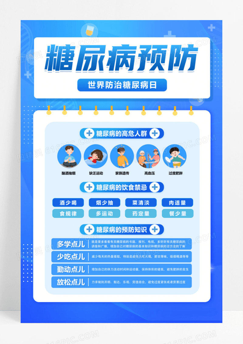 蓝色糖尿病预防世界糖防治尿病日预防知识