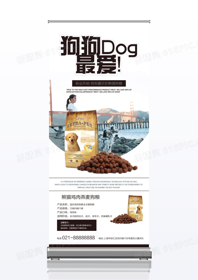 时尚简洁狗狗最爱宠物主题宣传促销x展架