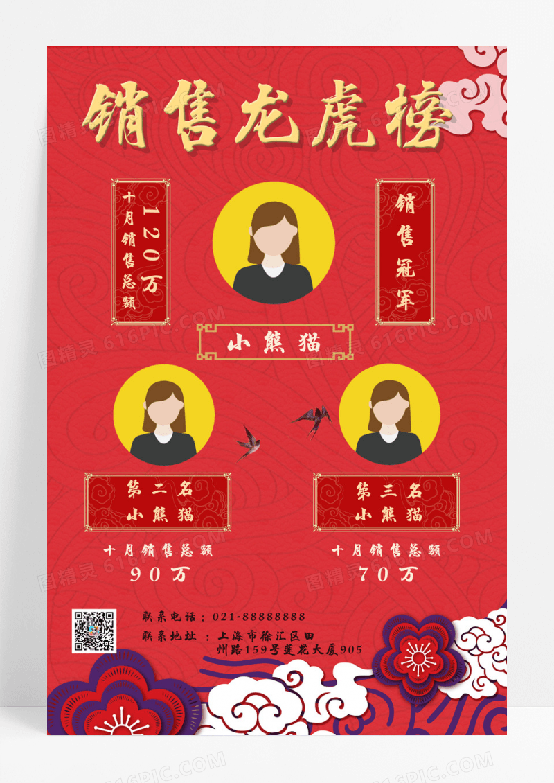 红色中国风销售龙虎榜龙虎榜海报