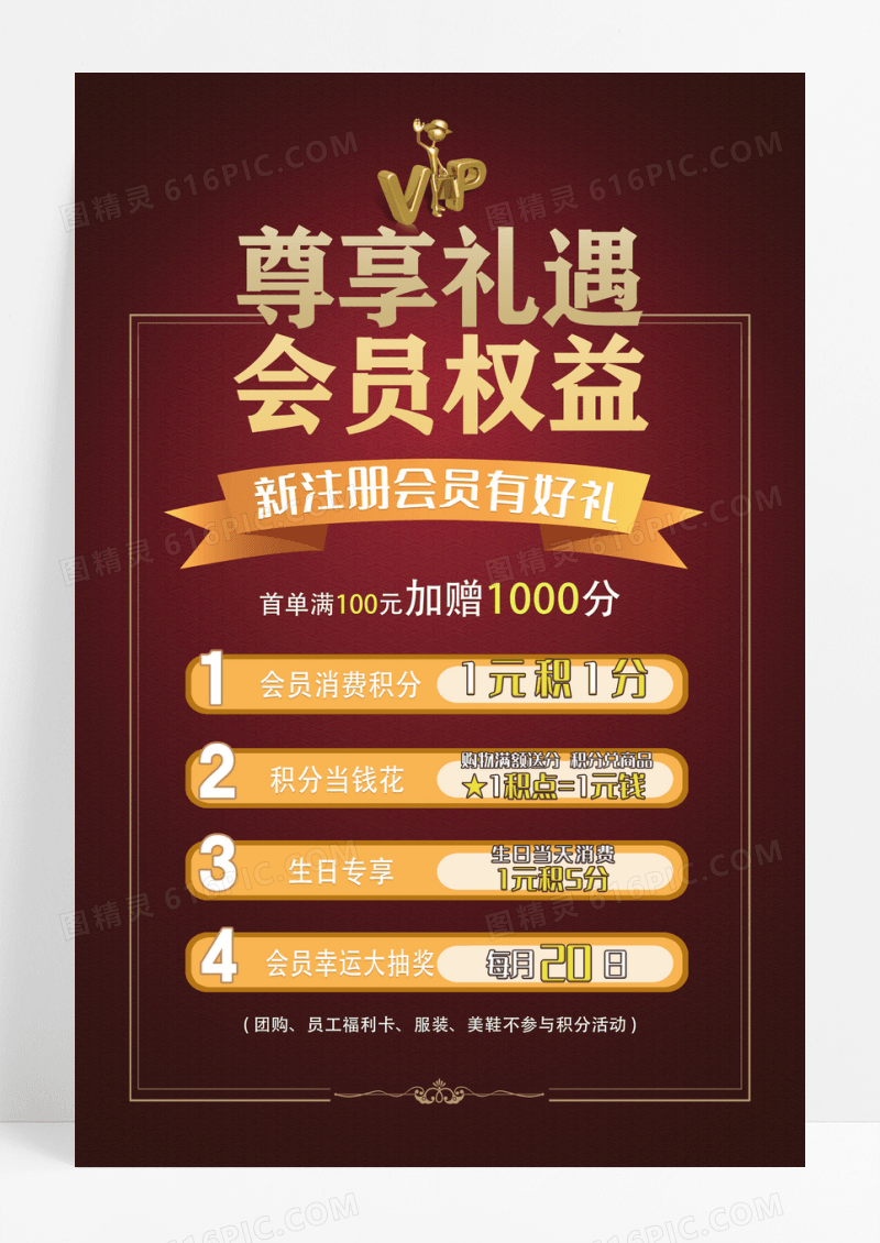 简约大气黑金会员权益升级手机海报会员会员权益海报设计