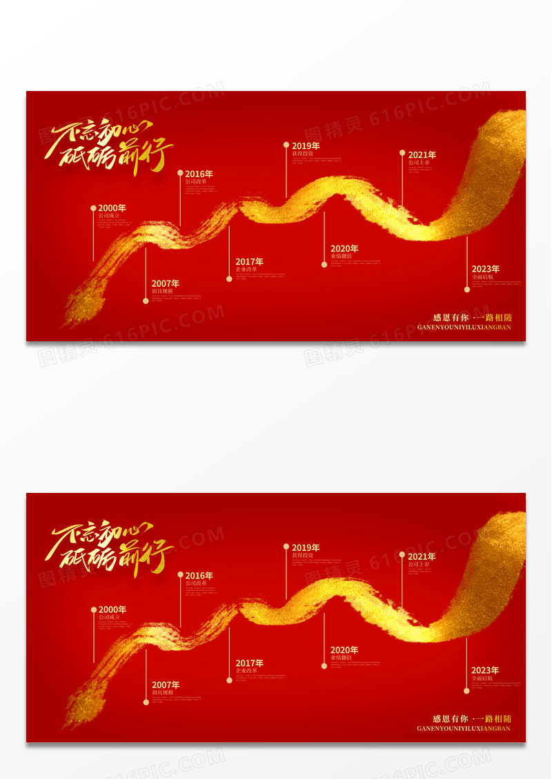 红色时尚企业文化企业发展历程展板设计